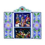 Retablo, 'Blue Christmas' - Christmas Nativity Retablo Folk Art Handmade in Peru