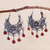 Carnelian filigree earrings, 'Dancing' - Unique Floral Fine Silver Filigree Earrings with Carnelians (image 2b) thumbail