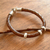 Men's leather bracelet, 'At Hand' - Men's Brown Leather Silver Bracelet from Peru thumbail