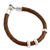 Men's leather bracelet, 'At Hand' - Men's Brown Leather Silver Bracelet from Peru thumbail