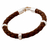 Men's leather braided bracelet, 'Bold Brown' - Handmade Men's Leather Bracelet with Sterling Accents (image 2a) thumbail