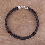 Modern Choker-Style Leather Necklace, 'Classic Brown'