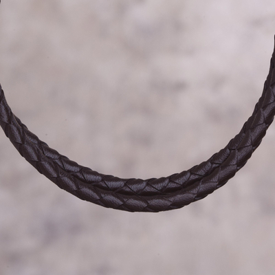 Leather necklace, 'Classic Brown' - Modern Choker-Style Leather Necklace