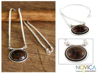 Mahogany obsidian choker, 'Mystical Medallion' - Mahogany obsidian choker