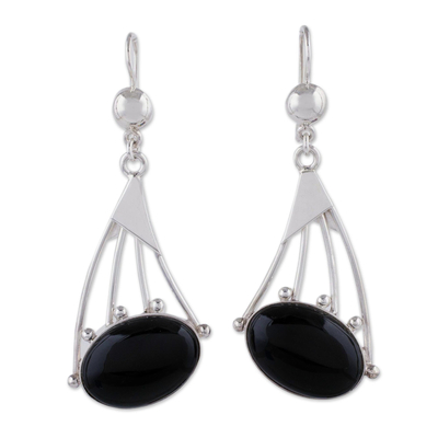 Obsidian dangle earrings, 'Inca Comets' - Obsidian dangle earrings