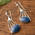 Lapis lazuli dangle earrings, 'Inca Comets' - Modern Sterling Silver Dangle Lapis Lazuli Earrings (image 2b) thumbail