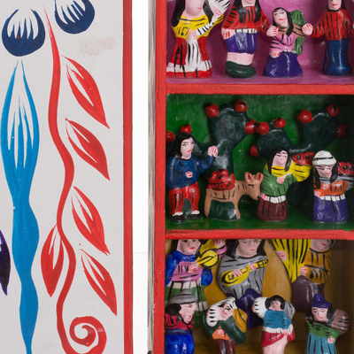 Retablo, „Szenen aus meinem Land“ – Handgefertigtes religiöses Retablo-Diorama andischer Volkskunst