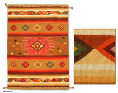Wool rug, 'Dazzling Stars' (6x8.5) - Geometric Wool Peruvian Area Rug (6x8.5)