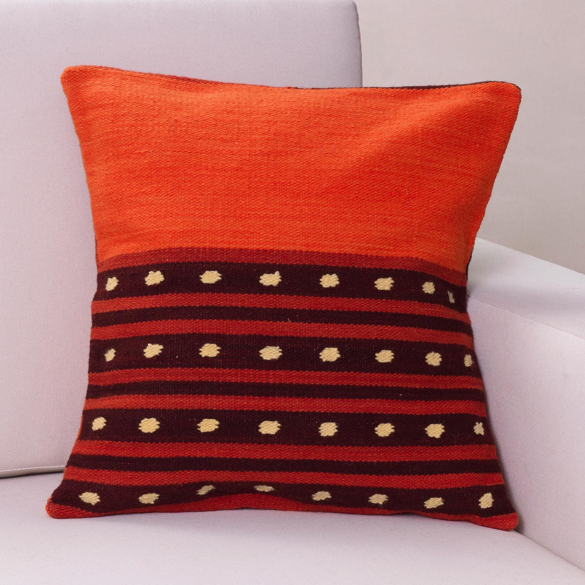 UNICEF Market Artisan Crafted Geometric Wool Cushion Cover Field at