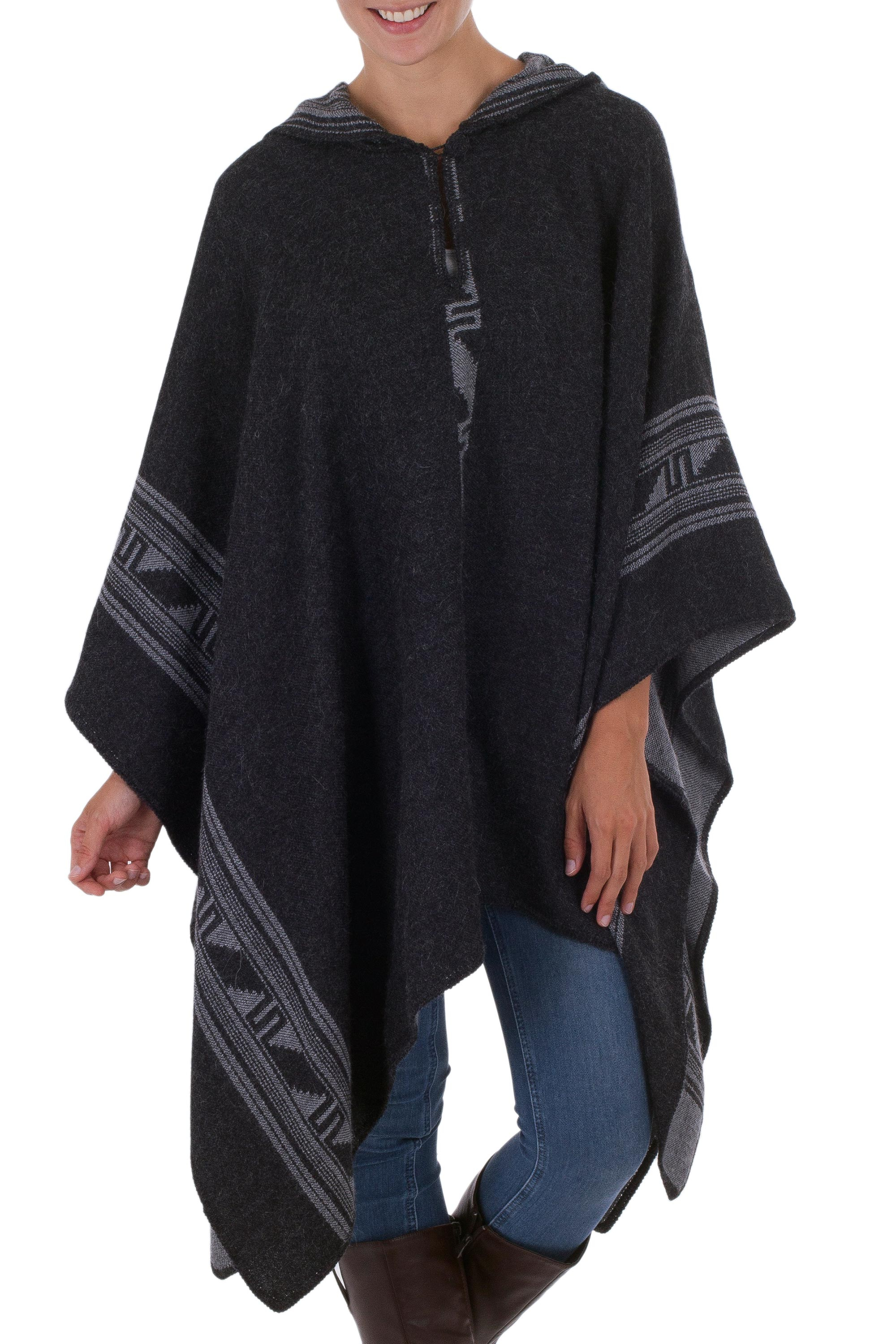 hooded poncho with sleeves