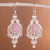 Rose quartz chandelier earrings, 'Pink Tulip' - Handcrafted Fine Silver and Rose Quartz Dangle Earrings (image 2) thumbail