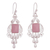 Rose quartz chandelier earrings, 'Pink Tulip' - Handcrafted Fine Silver and Rose Quartz Dangle Earrings (image 2a) thumbail