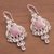 Rose quartz chandelier earrings, 'Pink Tulip' - Handcrafted Fine Silver and Rose Quartz Dangle Earrings (image 2b) thumbail