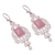 Rose quartz chandelier earrings, 'Pink Tulip' - Handcrafted Fine Silver and Rose Quartz Dangle Earrings (image 2c) thumbail