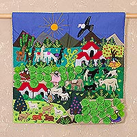 Applique wall hanging, 'Lettuce Harvest' - Applique wall hanging