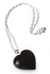 Obsidian heart necklace, 'Black Petal Heart' - Heart Shaped Pendant Obsidian Necklace on a Silver Chain thumbail