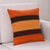 Wool cushion cover, 'Three Worlds' - Wool Cushion Cover Orange Stripe 18 In Handmade Peru (image 2b) thumbail