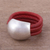 Leather and sterling silver ring, 'Crimson' - Peruvian Leather Sterling Silver Domed Ring (image 2) thumbail
