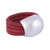 Leather and sterling silver ring, 'Crimson' - Peruvian Leather Sterling Silver Domed Ring thumbail