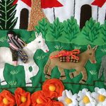 Applique wall hanging, 'Sunflower Farm' - Hand Crafted Peruvian Folk Art Applique Wall Hanging