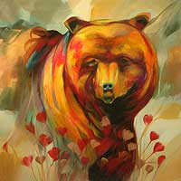 'el cariño del oso' (2008) - pintura impresionista peruana (2008)