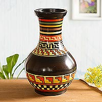 Aged Cuzco vase, 'Ica Memory' - Peruvian Cuzco Ceramic Vase