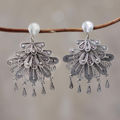 Hand Made Sterling Silver Filigree Chandelier Earrings - Floral Dance ...