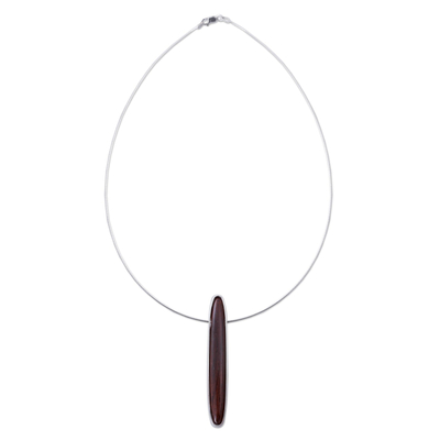 Cedar pendant necklace, 'Forest Fascination' - Unique Women's Modern Wood Sterling Silver Pendant Necklace