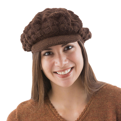 100% alpaca hat, 'Chocolate Cap' - 100% alpaca hat