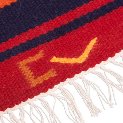 UNICEF Market | Handcrafted Geometric Wool Area Rug (2x3) - Red Star