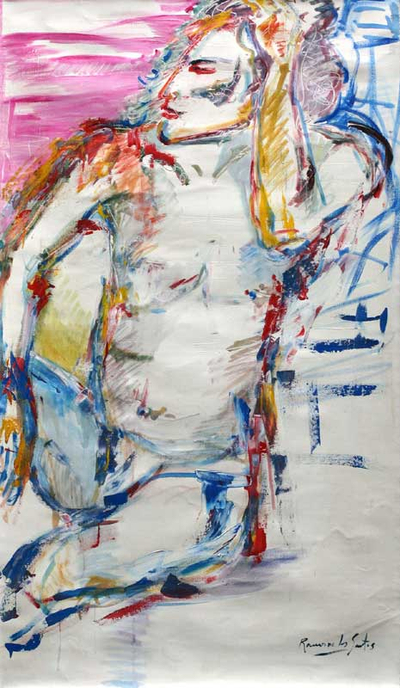 'Retrato de hombre' (2008) - Pintura original perú arte abstracto (2008)