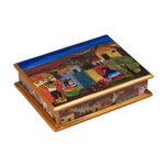 Painted glass jewelry box, 'Flower Family' - Reverse Painted Glass Jewelry Box