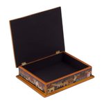 Painted glass jewelry box, 'Flower Family' - Reverse Painted Glass Jewelry Box