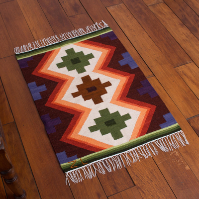 Wool rug, 'Inca Cross' (2x2.5) - Wool Area Rug (2x2.5)