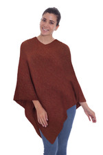 100% alpaca poncho, 'Autumn Splendor' - Women's Alpaca Wool Poncho