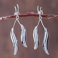 Peru Handmade Silver Flower Earrings,'Foliage'