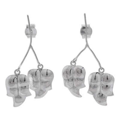 Silver flower earrings, 'Wintergreen' - Silver flower earrings