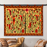 Wool tapestry, 'Bird Forest'