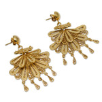 Gold-plated filigree earrings, 'Northern Dancers' - 21k Gold Plated Silver Earrings Statement Piece