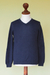Alpaca blend men's sweater, 'Blue Favorite Memories' - Men's Alpaca Blend V Neck Sweater (image 2b) thumbail