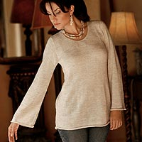 Artisan Crafted Alpaca Wool Blend Pullover Sweater,'Charisma'