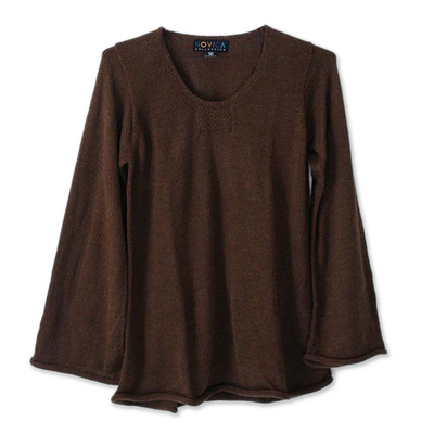 Brown Alpaca Blend Pullover Sweater