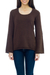 Alpaca blend sweater, 'Chocolate Charisma' - Brown Alpaca Blend Pullover Sweater (image 2b) thumbail
