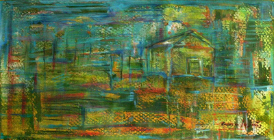 'Paisaje de una casa perdida bajo el sol' (2008) - Pintura abstracta de paisaje (2008)