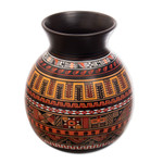 Aged Cuzco vase, 'Magic of Urubamba' - Hand Painted Cuzco Ceramic Vase