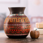Aged Cuzco vase, 'Magic of Urubamba' - Hand Painted Cuzco Ceramic Vase