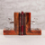 Aluminum bookends, 'Harlequin Fortress' - Aluminum and Wood Bookends (image 2b) thumbail