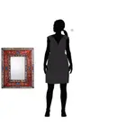 Mirror, 'Orange Cajamarca Warmth' - Rectangular Reverse Painted Glass Wall Mirror from Peru