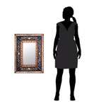 Reverse painted glass mirror, 'Cajamarca Frost' - Hand Made Floral Glass Wood Rectangle Mirror