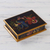 Painted glass jewelry box, 'Orchids' - Handmade Reverse Painted Glass Jewelry Box from Peru